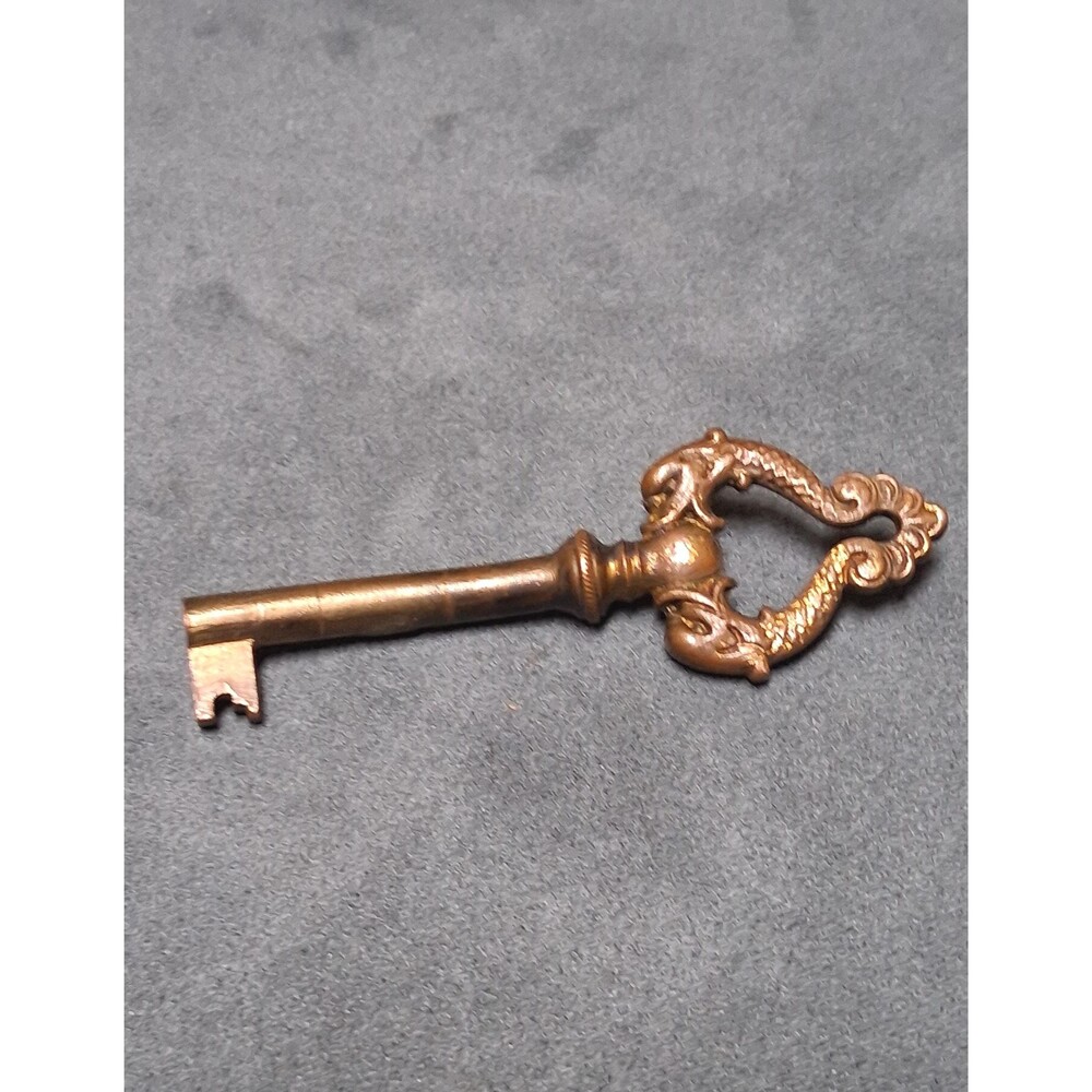 Vintage Brass Skeleton Key Dolphin Fish